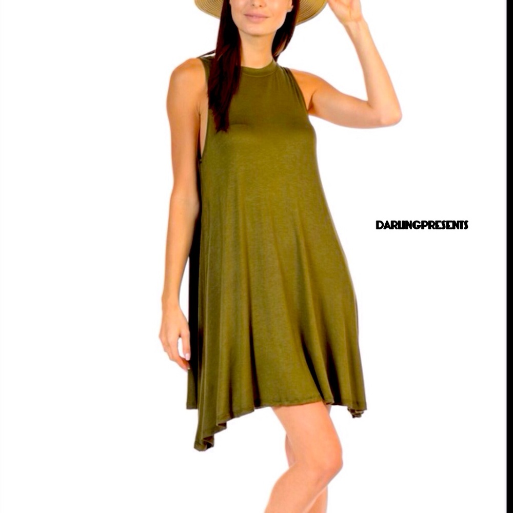 Bellino Clothing Tee Shirt Shift Dress Women Color Olive Size M